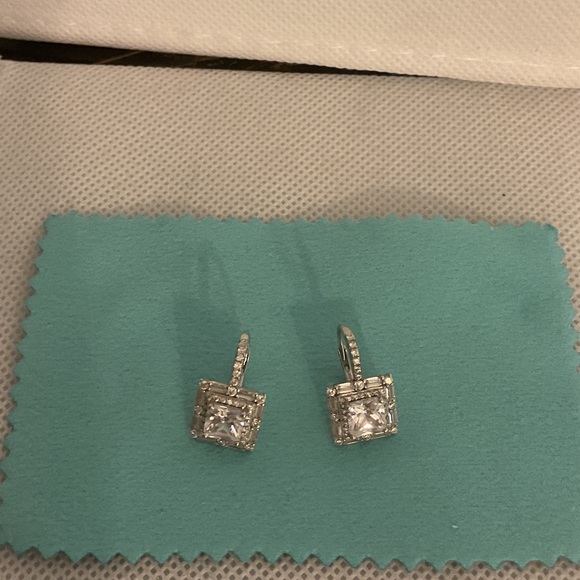 Jewelry - Sterling Silver Princess Cut w/Baguette Cut Stones Drop Earrings
